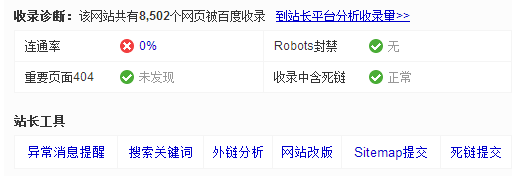 百度site網站連通率為0的問題